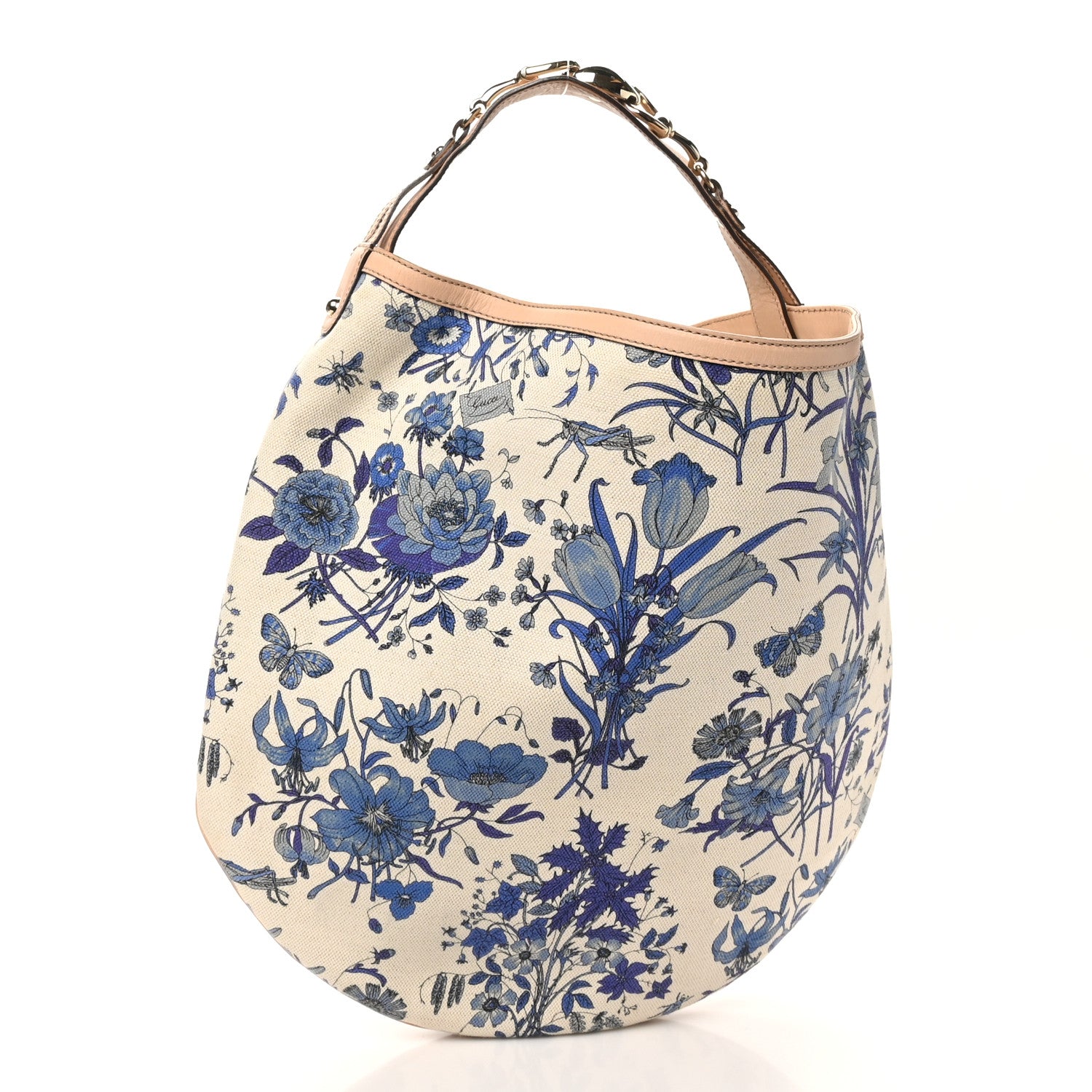 Gucci Canvas Flora Floral Large Wave Hobo Blue 3 of 10