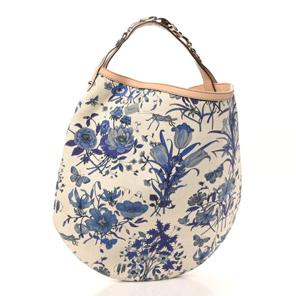 Gucci Canvas Flora Floral Large Wave Hobo Blue 3 of 10