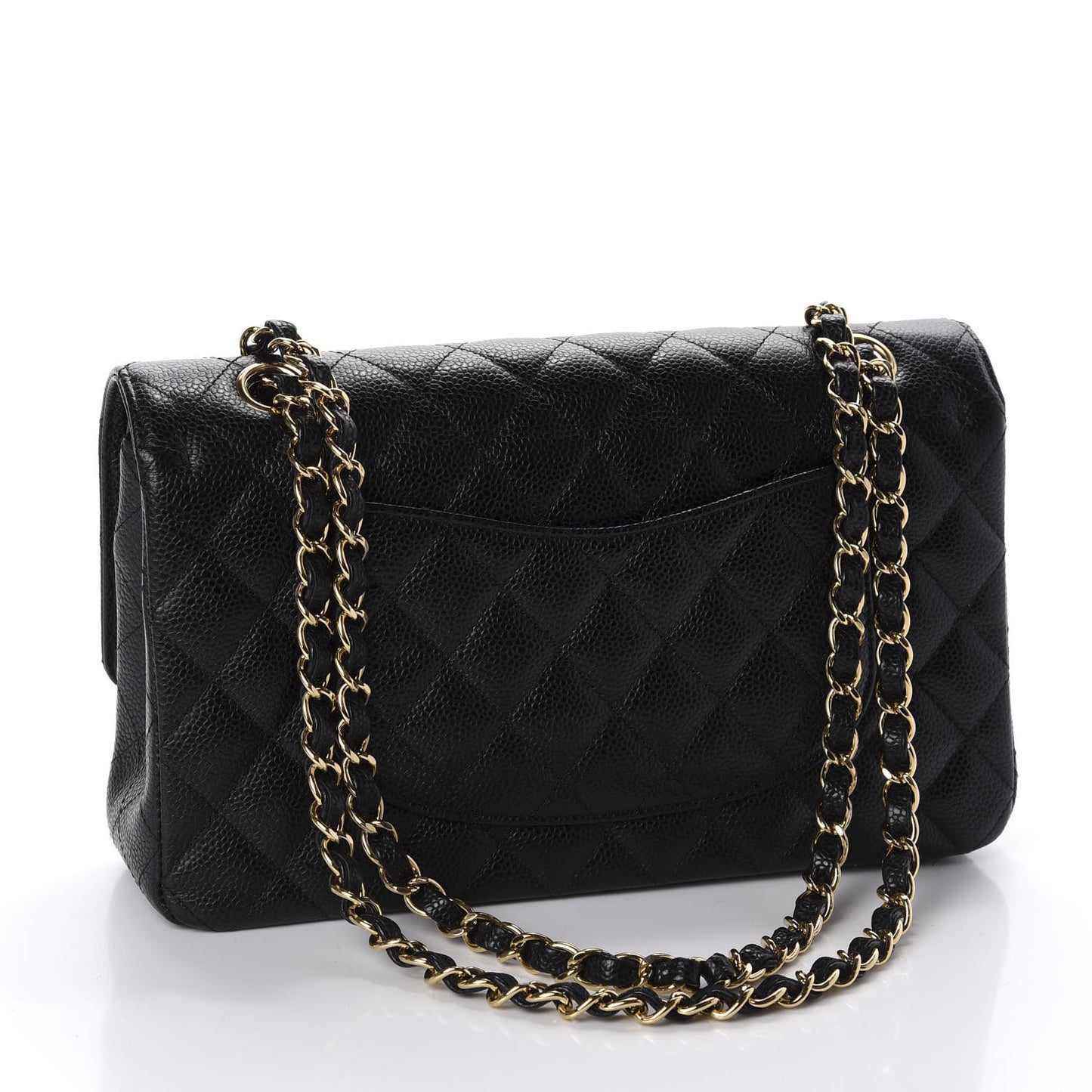 Caviar Quilted Medium Double Flap Black