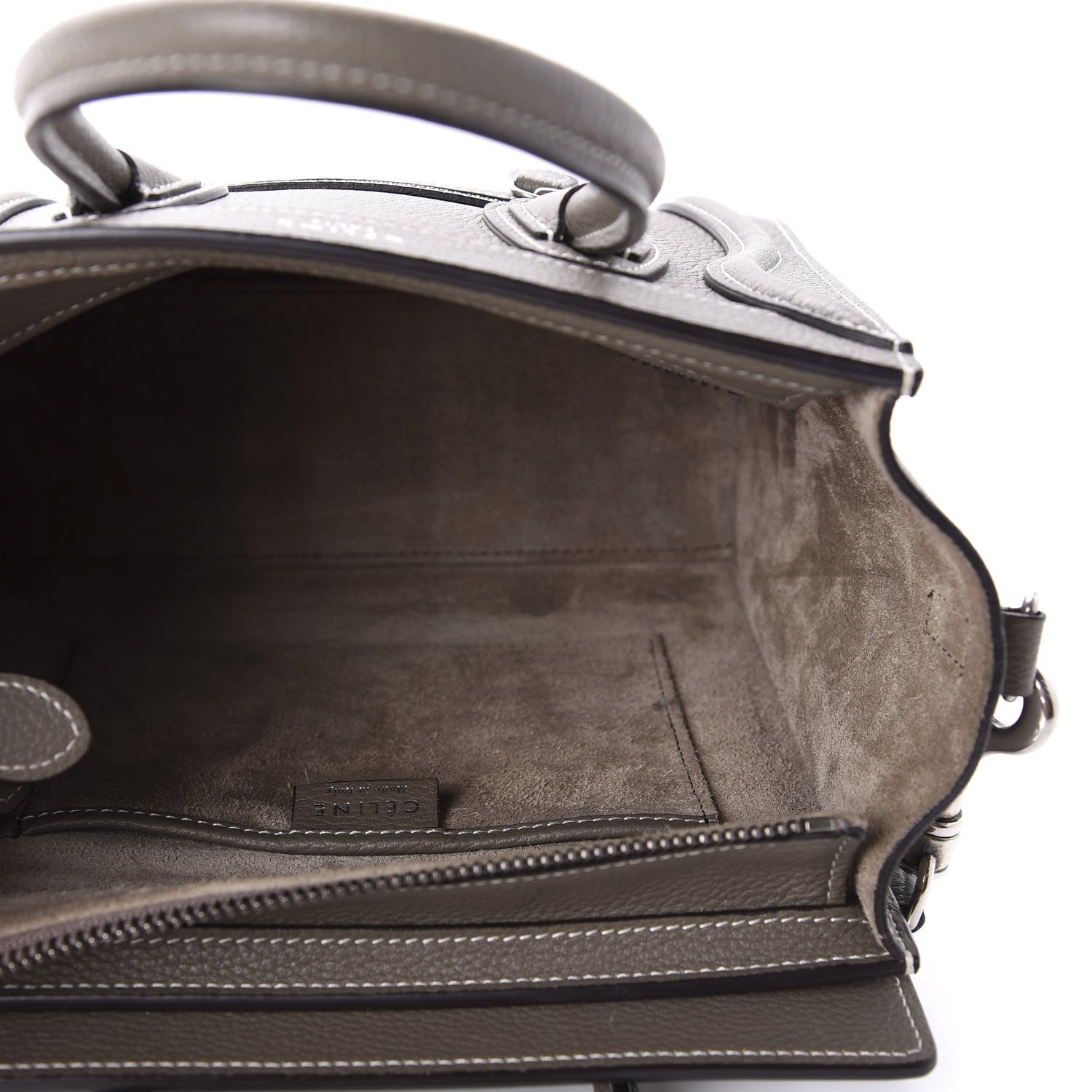 Celine Drummed Calfskin Nano Luggage Souris 6 of 12