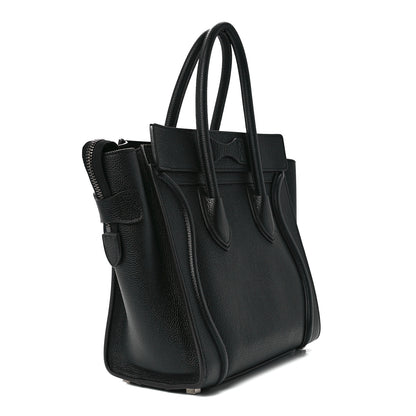 Celine Drummed Calfskin Micro Luggage Black 3 of 10