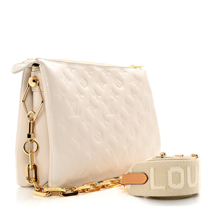 Louis Vuitton Lambskin Embossed Monogram Coussin PM Cream 3 of 12