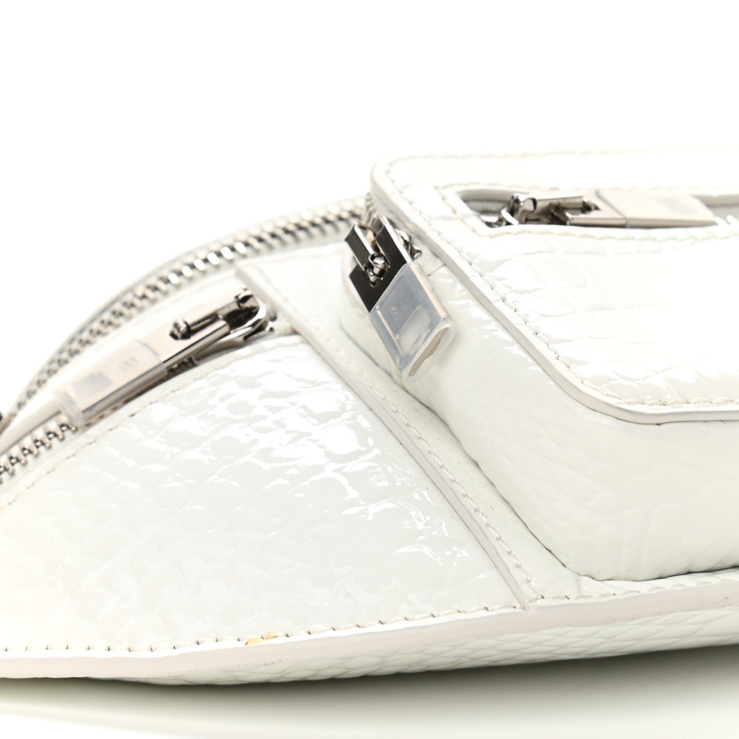 Alexander Wang Crocodile Embossed Patent Mini Top Handle Attica Belt Bag White 9 of 11