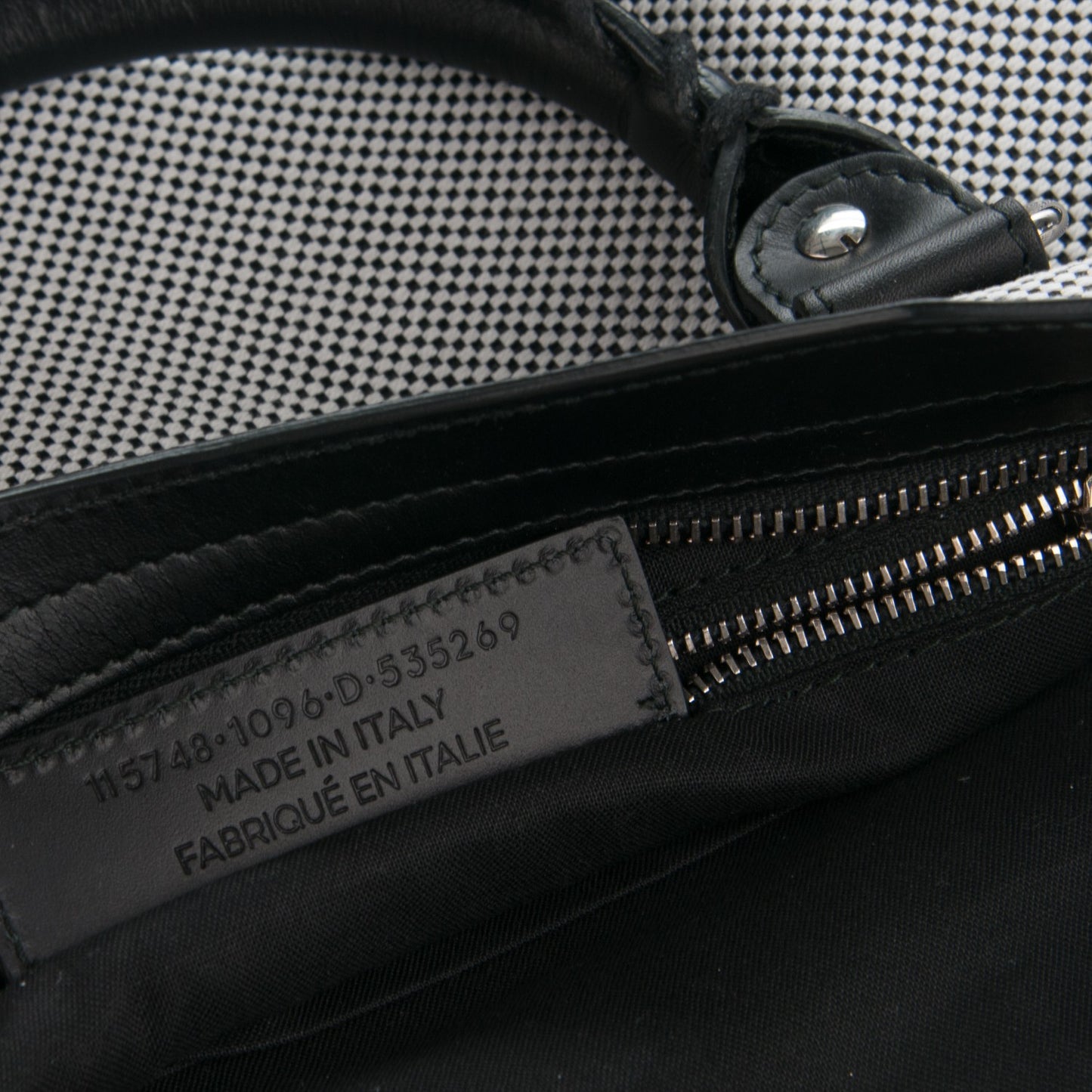 Calfskin Twill Classic Hardware Perforated City Black White