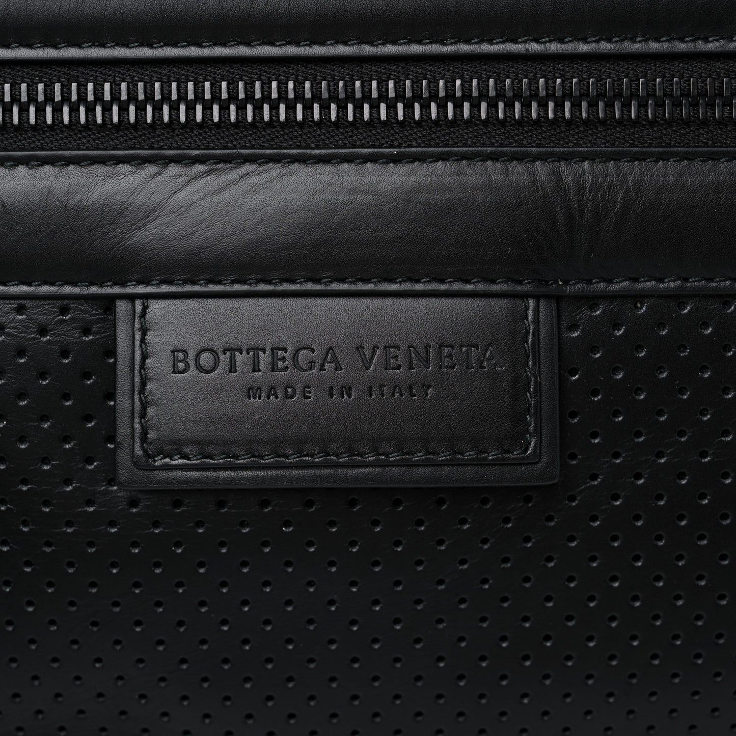 Perforated Calfskin Leggero Intrecciato Belt Bag Black