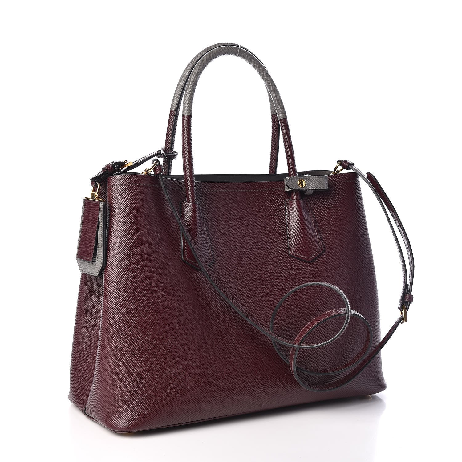 Prada Saffiano Cuir Medium Double Bag Granato Marmo 3 of 8
