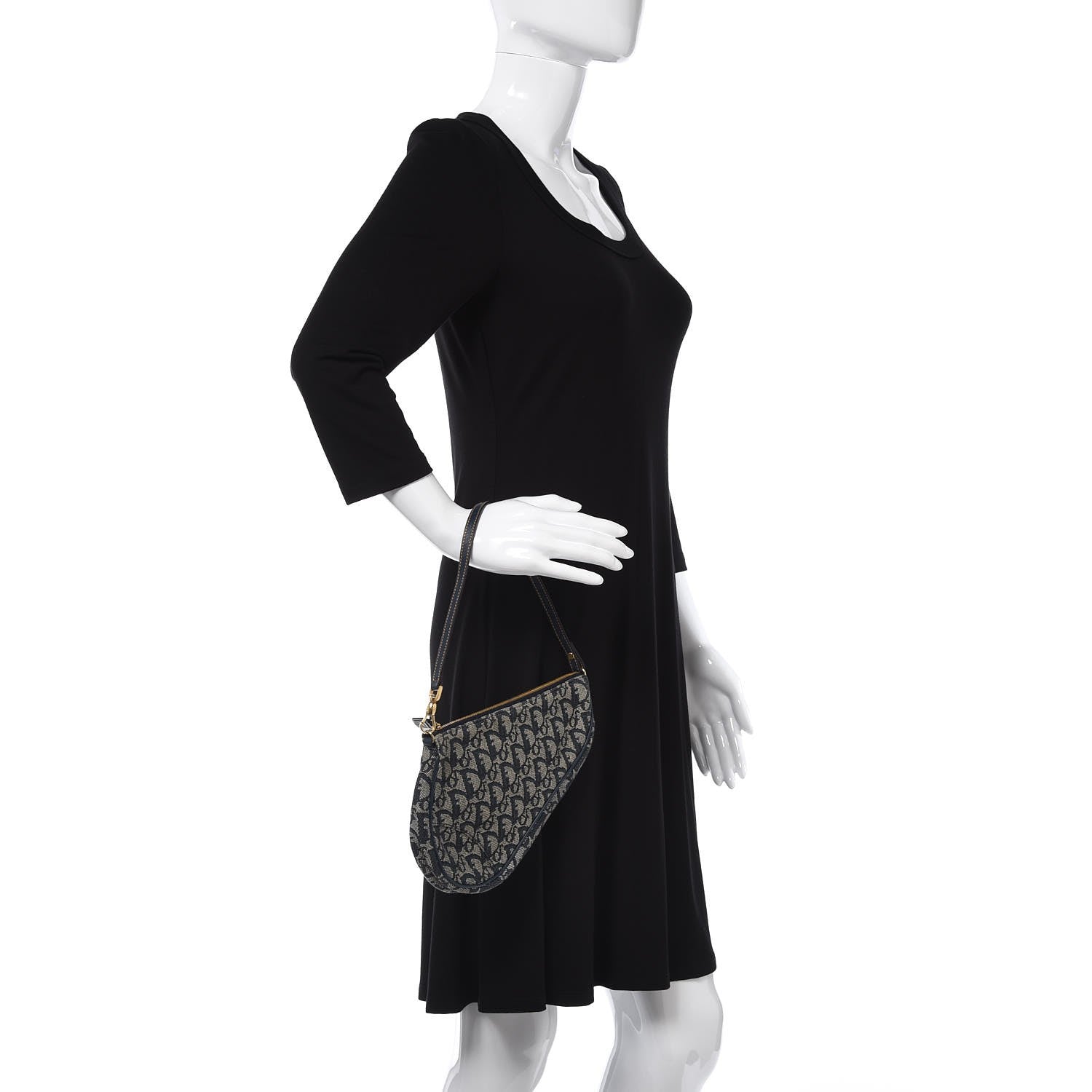 Christian Dior Monogram Mini Saddle Pochette Navy 2 of 7