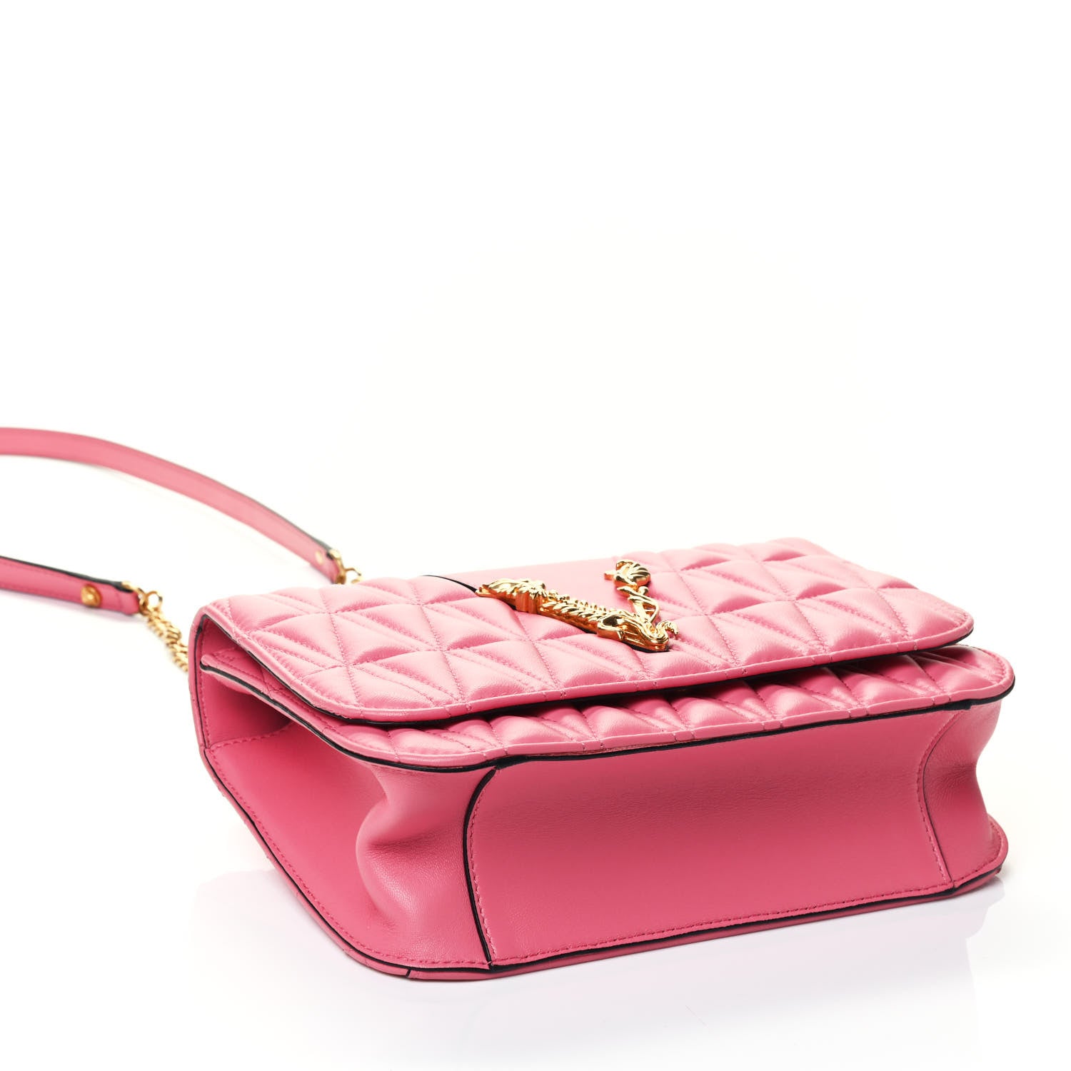 Versace Nappa Quilted Virtus Top Handle Shoulder Bag Blush 3 of 4
