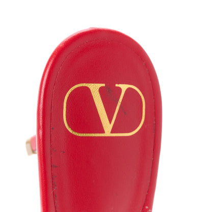 Valentino Garavani Calfskin Atelier 08 San Gallo VLogo Laser Cut 65mm Slide Sandals 37 Red 6 of 8