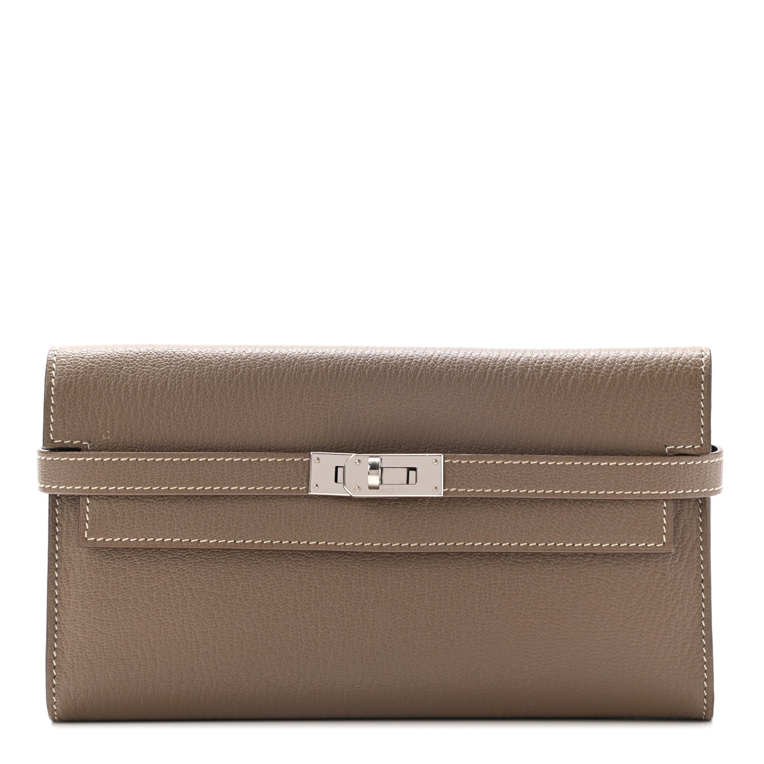 Hermes Chevre Mysore Kelly Longue Wallet Etoupe 1 of 9