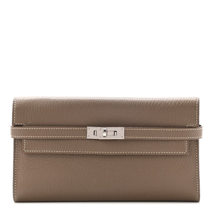 Hermes Chevre Mysore Kelly Longue Wallet Etoupe 1 of 9