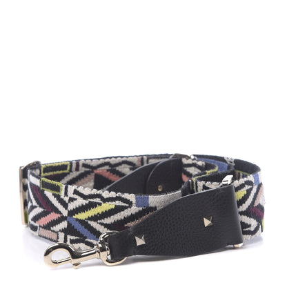 Valentino Garavani Canvas Native Couture Embroidered Rockstud Guitar Strap 1 of 5
