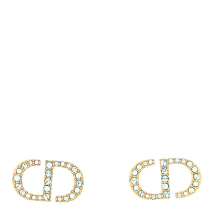 Christian Dior Crystal CD Earrings Blue Gold 1 of 5