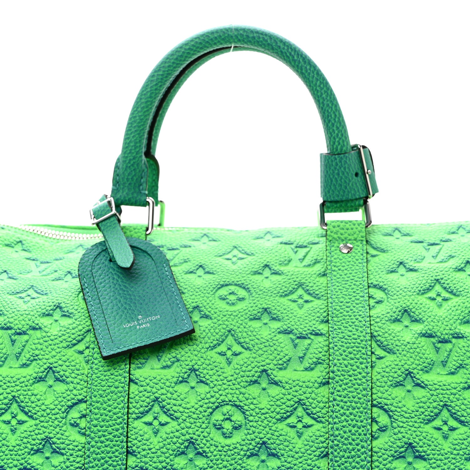 Louis Vuitton Taurillon Illusion Keepall Bandouliere 50 Bleu Vert 6 of 8