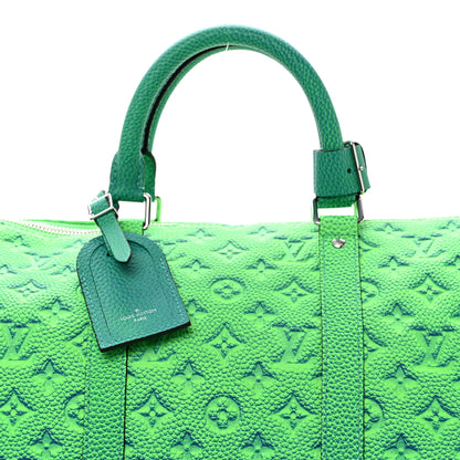 Louis Vuitton Taurillon Illusion Keepall Bandouliere 50 Bleu Vert 6 of 8