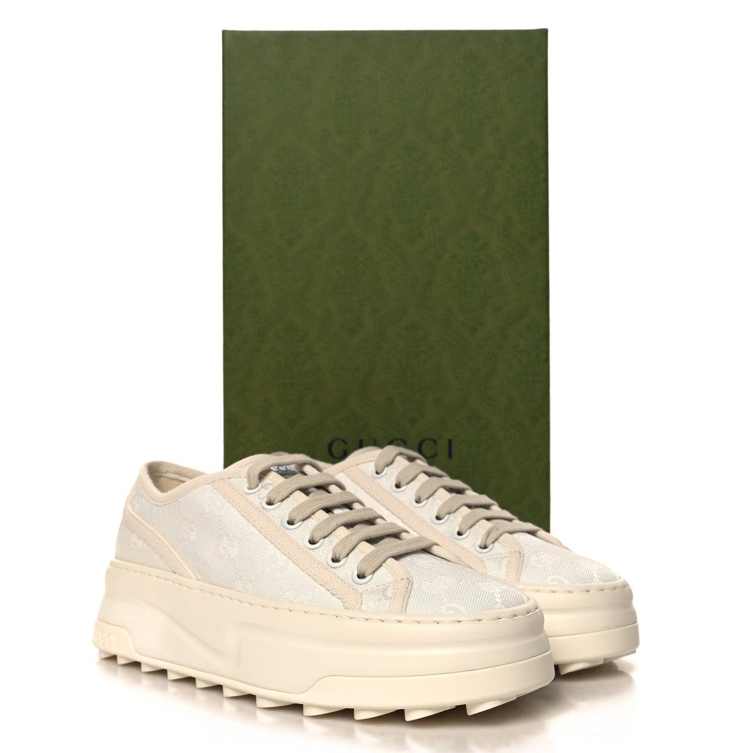 Gucci GG Monogram Womens 1977 Tennis Platform 52mm Sneakers 36 Great White Mystic White 8 of 8