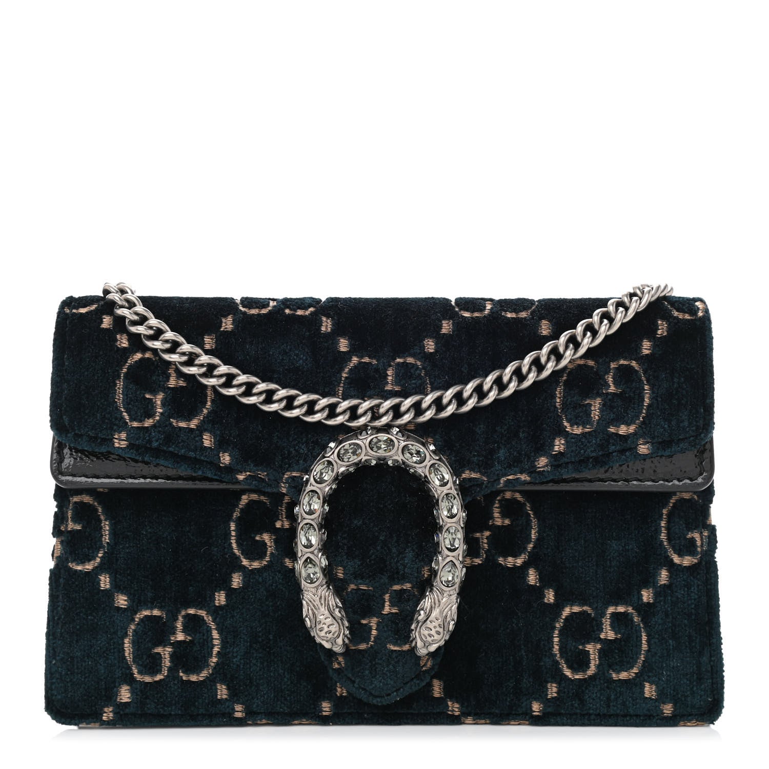 Gucci Velvet GG Monogram Super Mini Dionysus Shoulder Bag Blue Beige Black 1 of 7