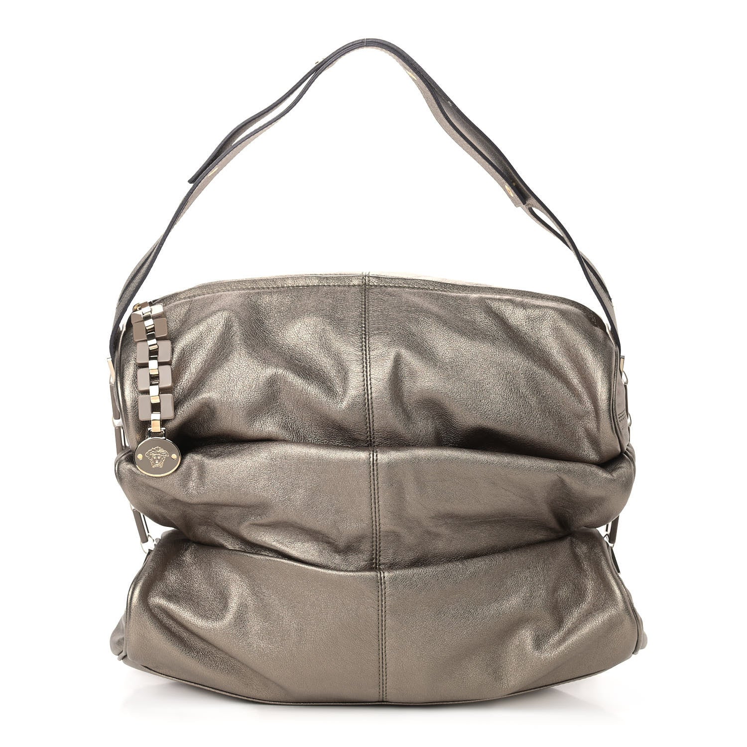 Versace Metallic Calfskin Resin Villa Moda Hobo Bronze 1 of 8