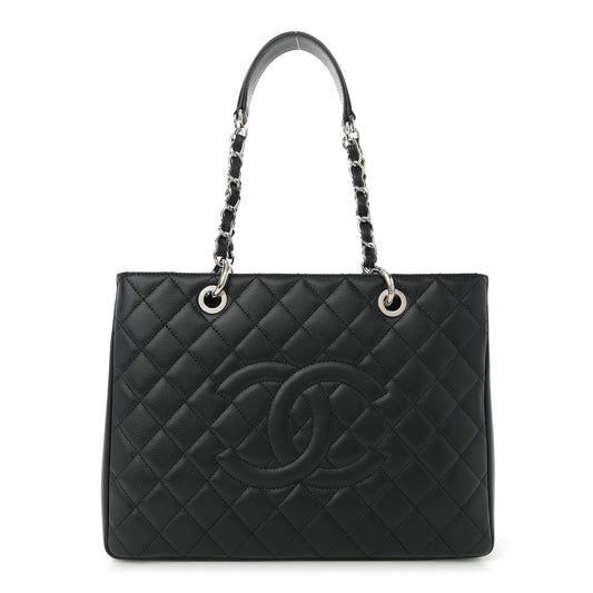 Caviar Quilted Grand Shopping Tote GST Black