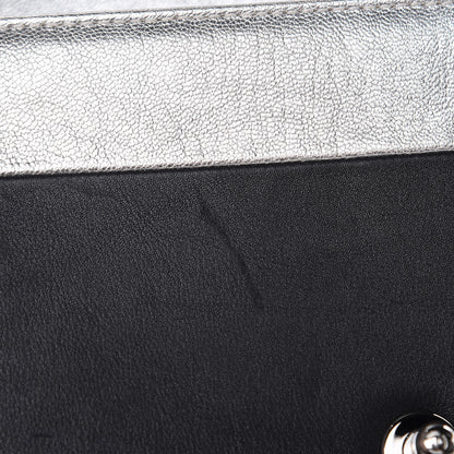 Chanel Metallic Goatskin Calfskin Medium Boy Flap Silver Black 14 of 15