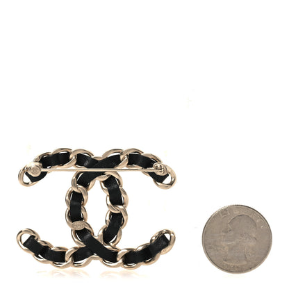 Chanel Lambskin Chain CC Brooch Black Gold 3 of 4