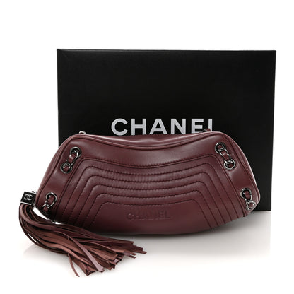 Chanel Lambskin Lax Small Tassel Shoulder Bag Dark Purple 10 of 10