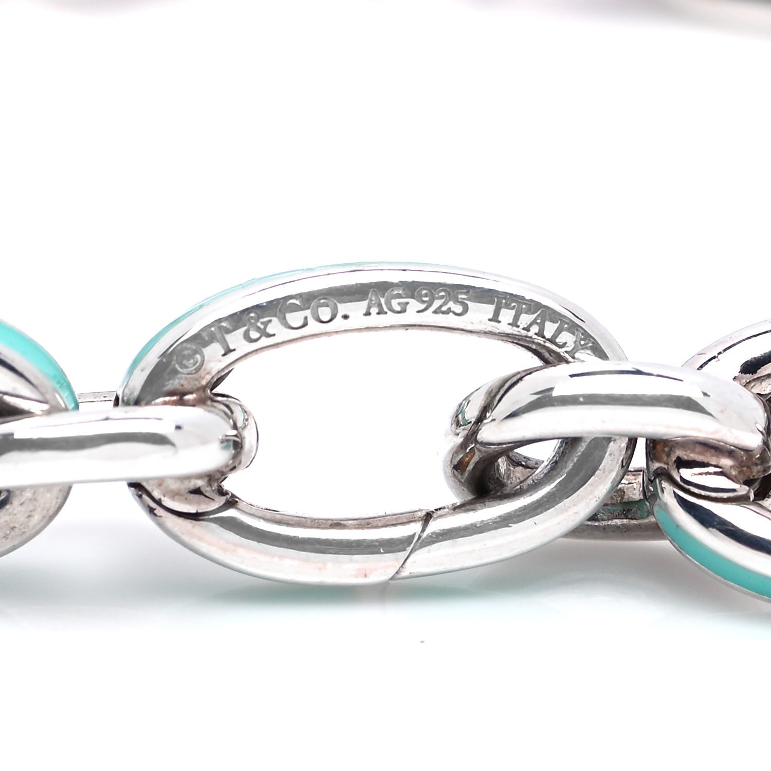 Tiffany Sterling Silver Enamel Clasping Link Bracelet Blue 5 of 5