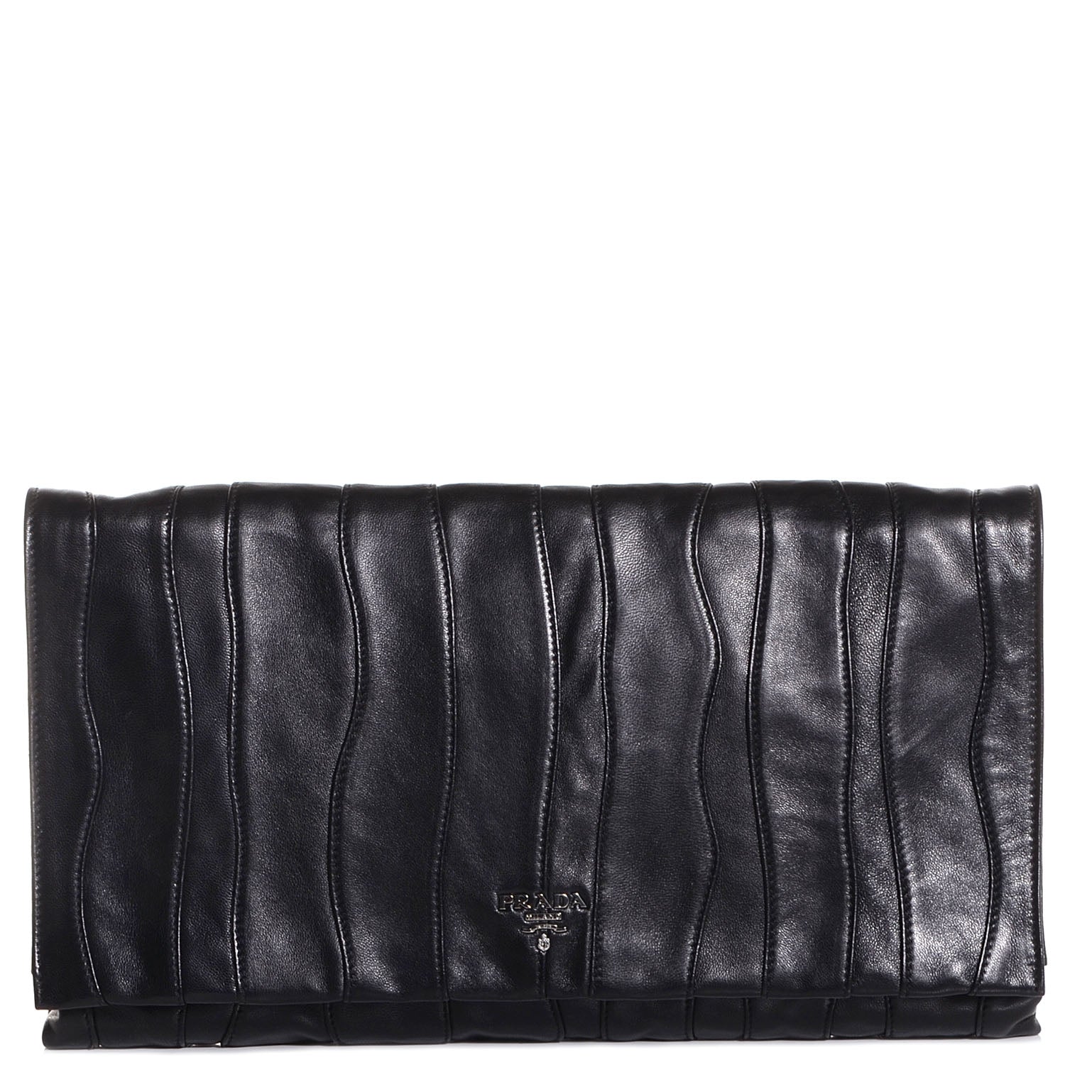 Prada Nappa Stripes Clutch Nero Black 1 of 8