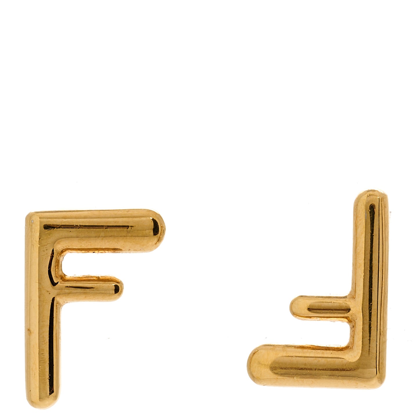 Metal FF Stud Earrings Gold