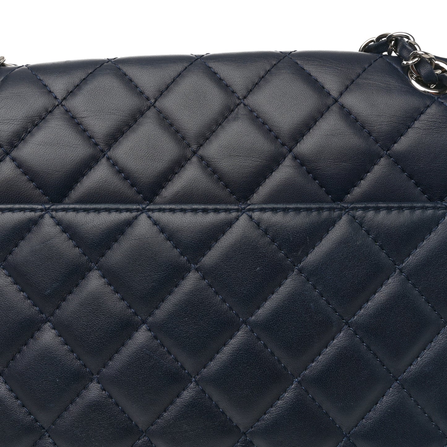 Lambskin Quilted Large Geometric Flap Navy