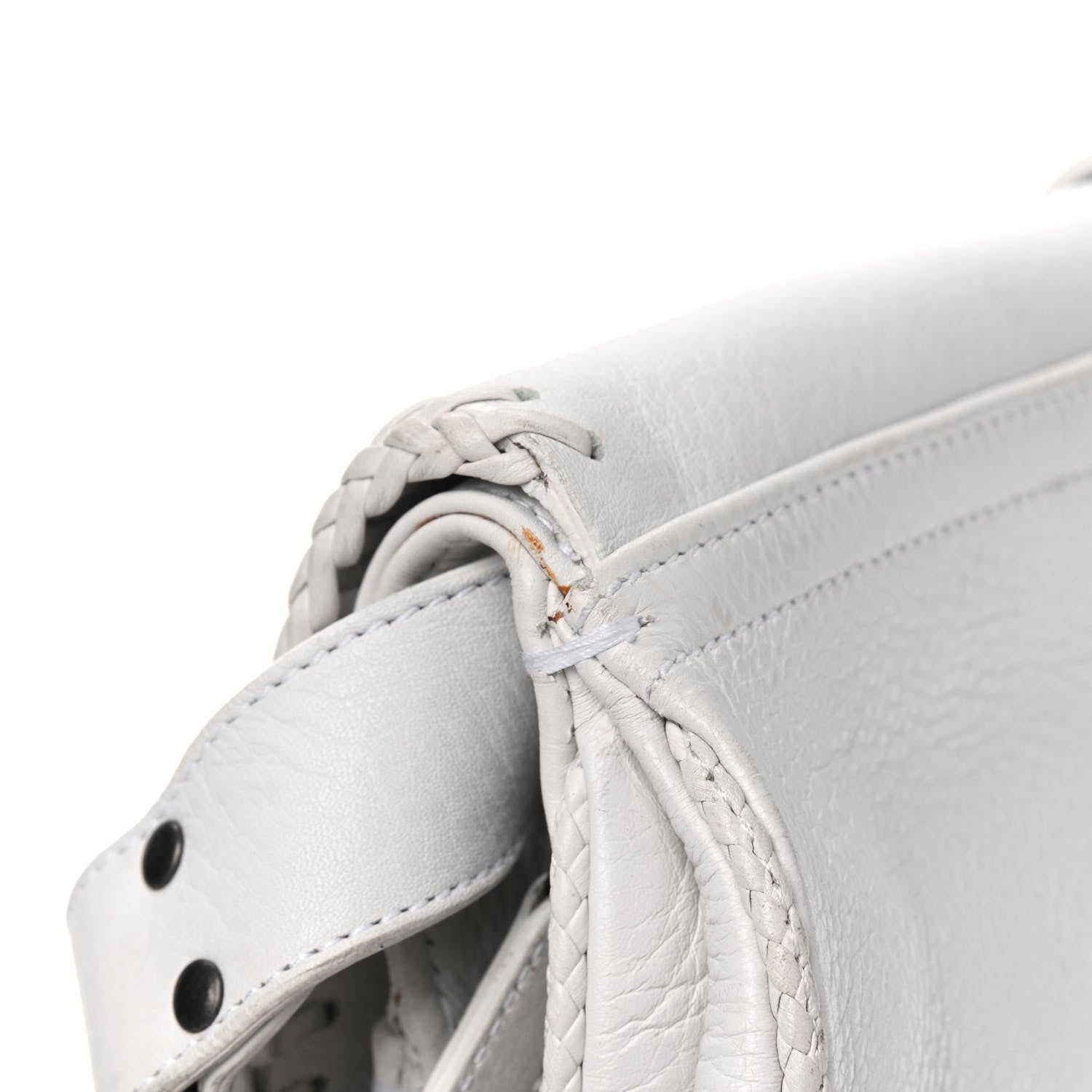 Christian Dior Calfskin Whipstitch Gaucho Double Saddle Bag White 12 of 16