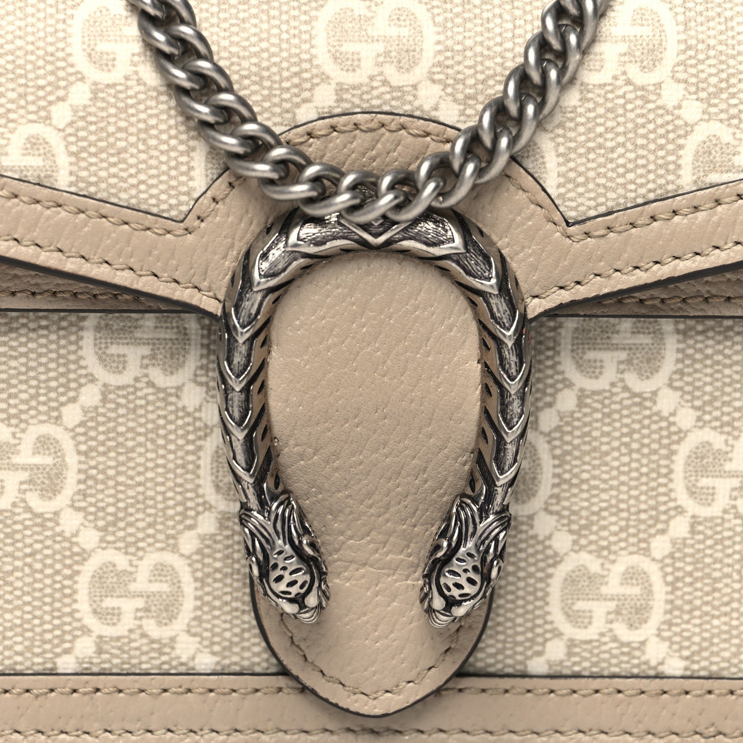 GG Supreme Monogram Textured Dollar Calfskin Super Mini Dionysus Shoulder Bag Beige Mystic White Oatmeal