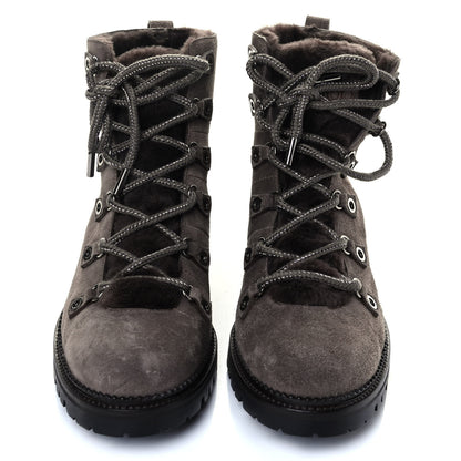 Jimmy Choo Suede Shearling Hillary Flat Boots 40 Mink 4 of 7
