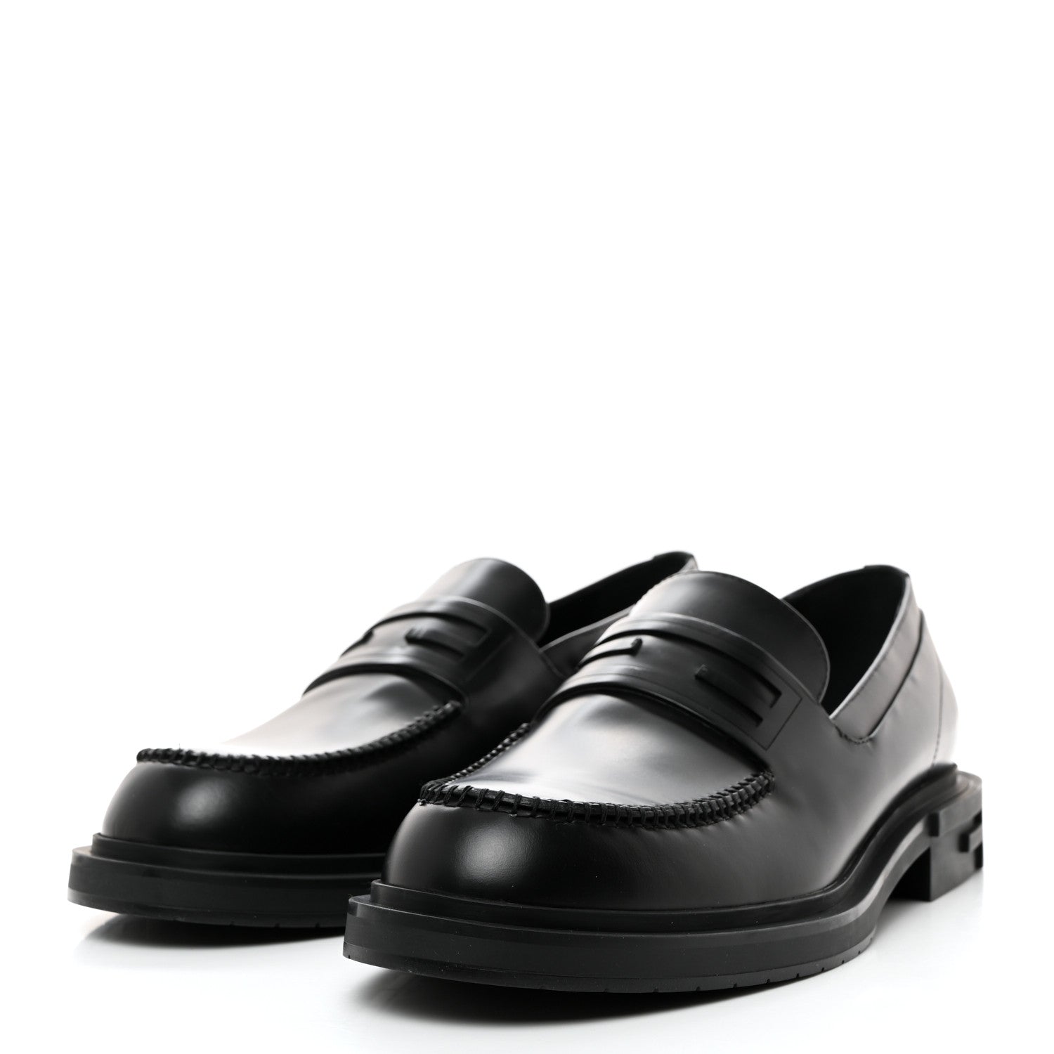 Fendi Vitello Abrasivato Mens Frame Loafers 9 Black 4 of 9
