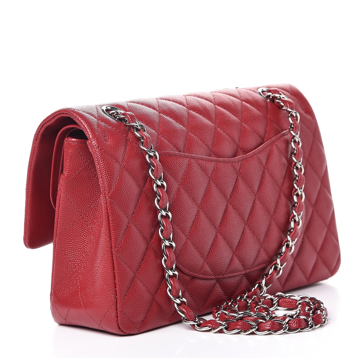 Caviar Quilted Medium Double Flap Red