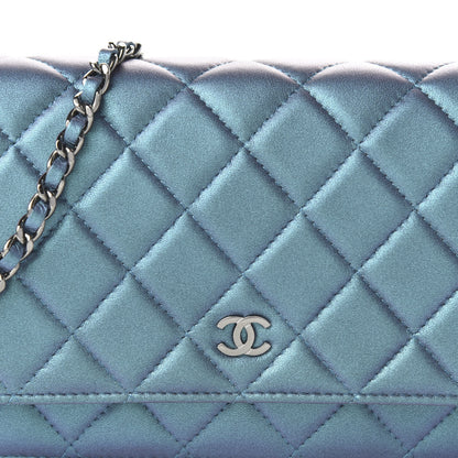 Chanel Metallic Lambskin Wallet On Chain WOC Turquoise 11 of 11