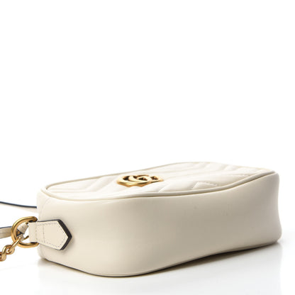 Gucci Calfskin Matelasse Mini GG Marmont Chain Shoulder Bag White 4 of 10