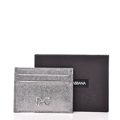 Dolce & Gabbana Metallic Dauphine Embellished Logo Zip Card Holder Argento 7 of 7