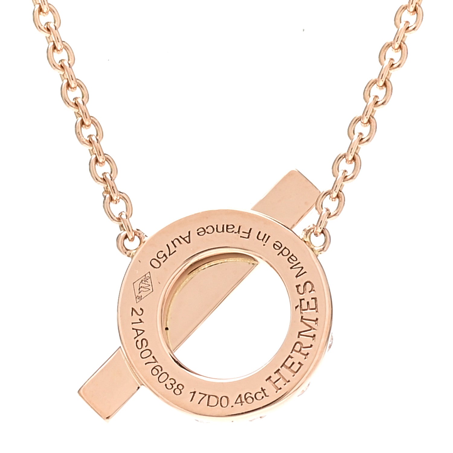 Hermes 18K Rose Gold Diamond Finesse Pendant Necklace 4 of 5