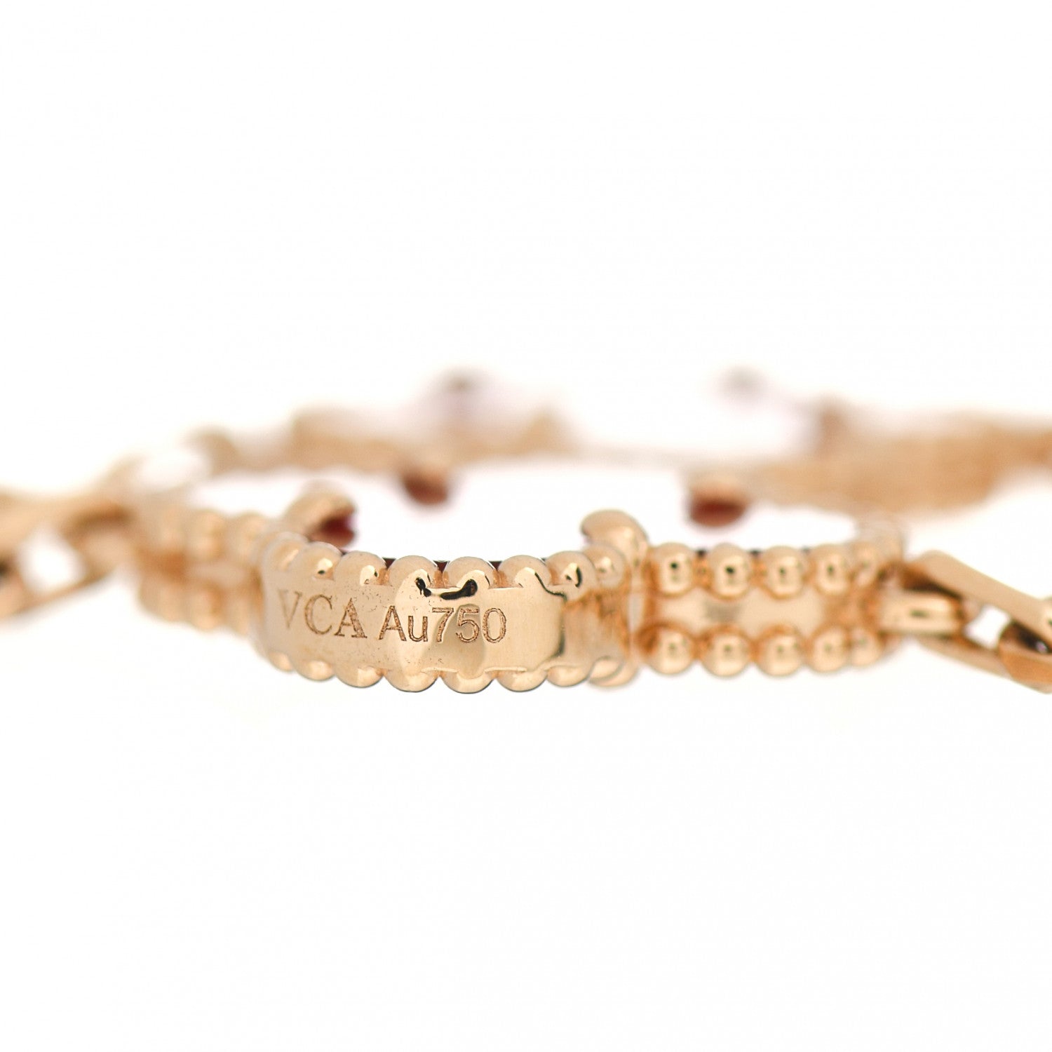 Van Cleef & Arpels 18K Yellow Gold Carnelian 5 Motifs Vintage Alhambra Bracelet 4 of 5