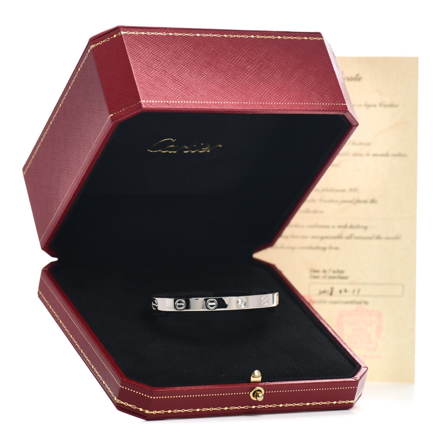 Cartier 18K White Gold 1 Diamond LOVE Cuff Bracelet 17 5 of 5
