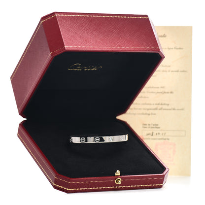 Cartier 18K White Gold 1 Diamond LOVE Cuff Bracelet 17 5 of 5