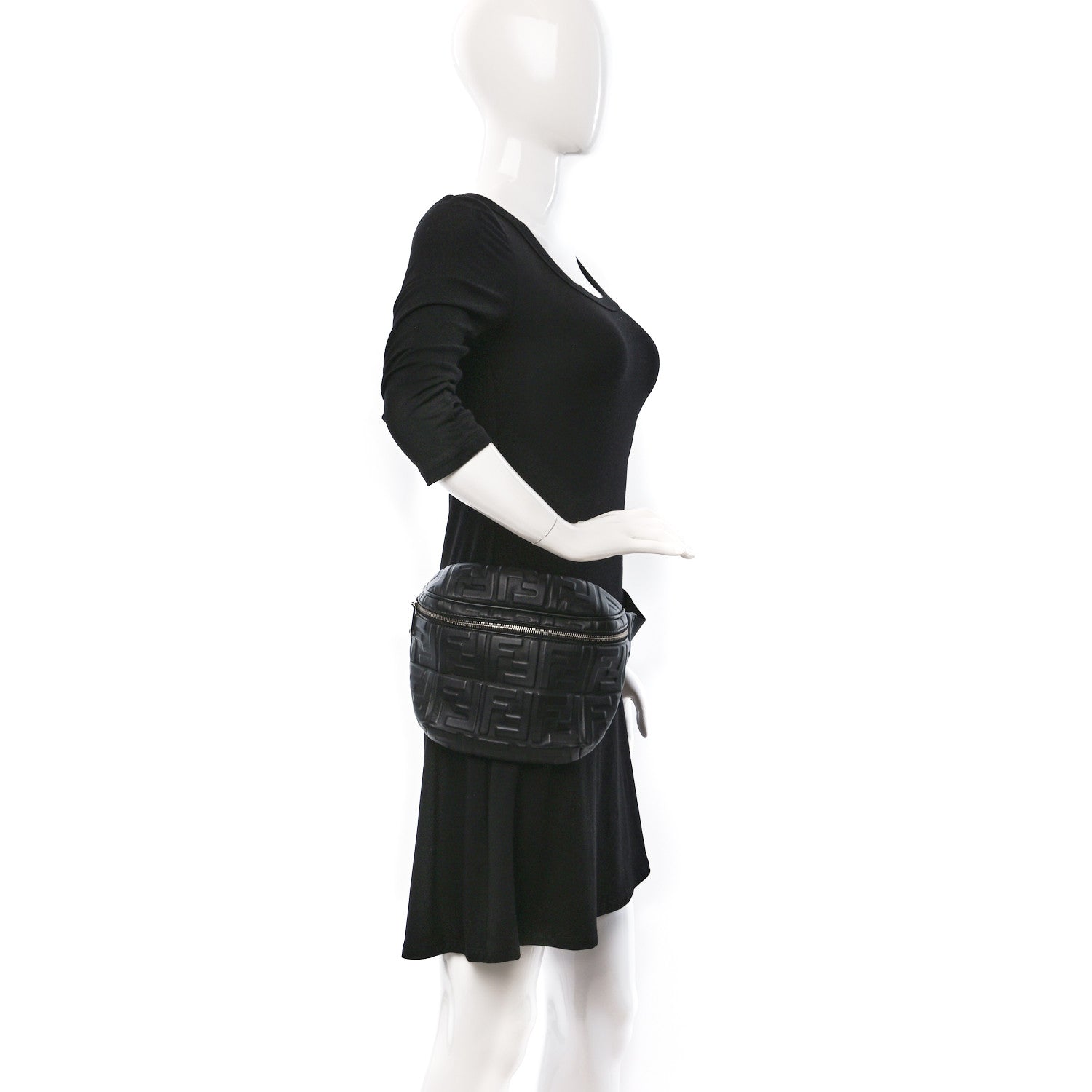 Fendi Nappa FF 1974 Embossed Belt Bag Black 2 of 9