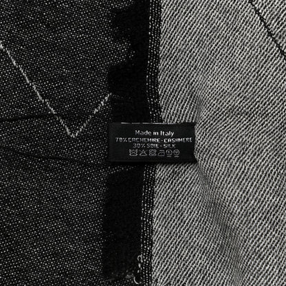 Chanel Cashmere Silk Quilted CC Logo Stole Black White 4 of 6
