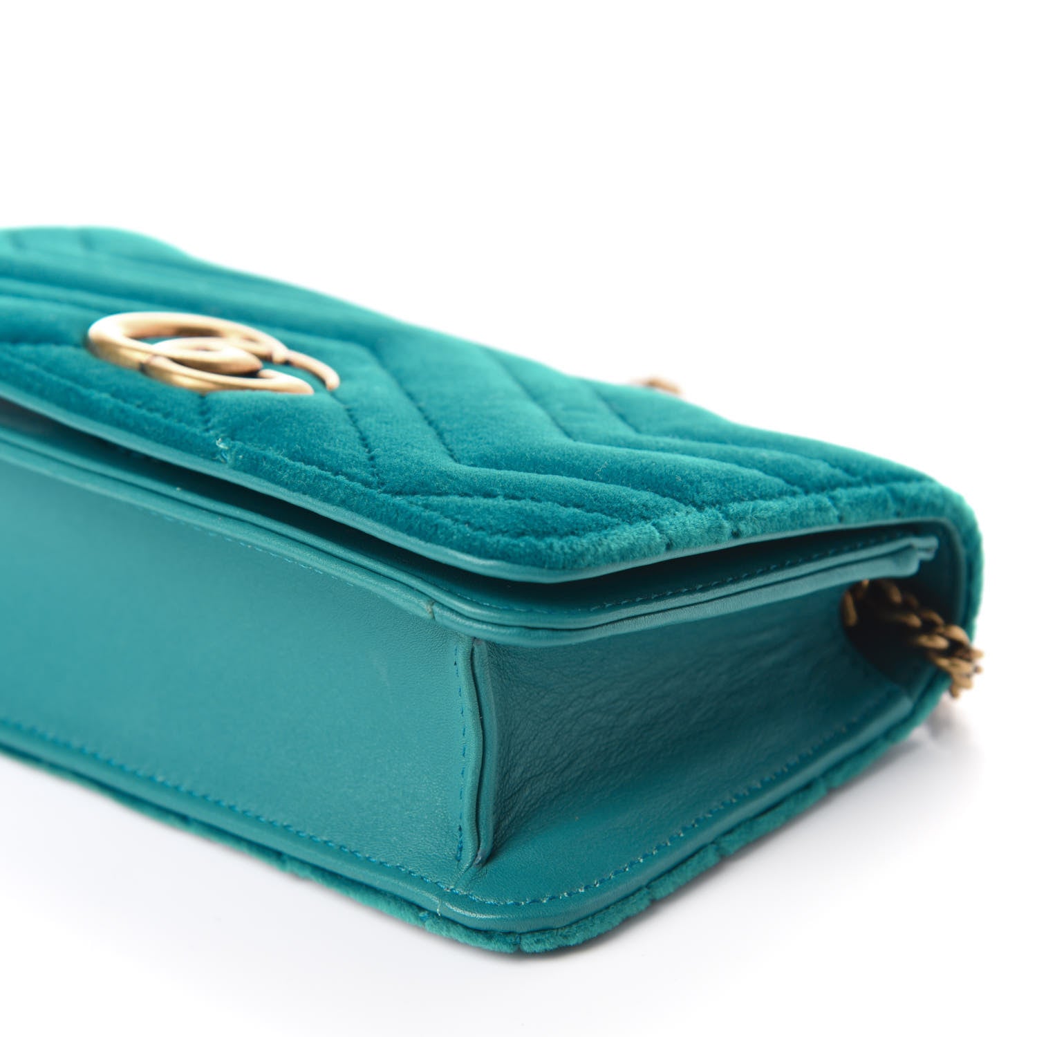 Gucci Velvet Matelasse GG Marmont Mini Bag Pavone Cyan 8 of 10