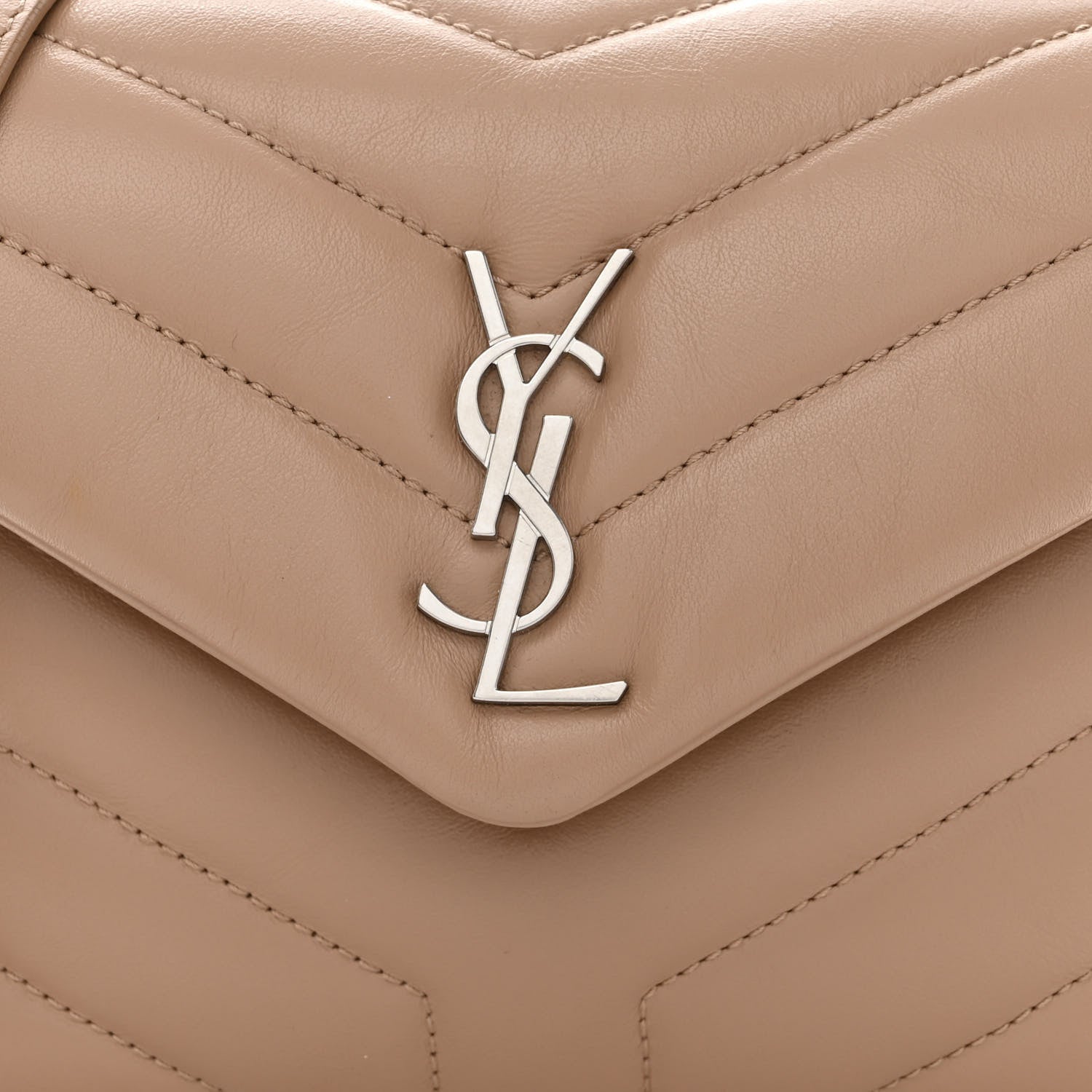 Saint Laurent Calfskin Y Quilted Monogram Toy Loulou Crossbody Bag Dark Beige 8 of 16