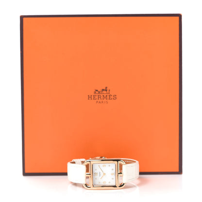 Hermes 18K Rose Gold Alligator Diamond Mother of Pearl 23mm Cape Cod Quartz Watch Blanc 5 of 5