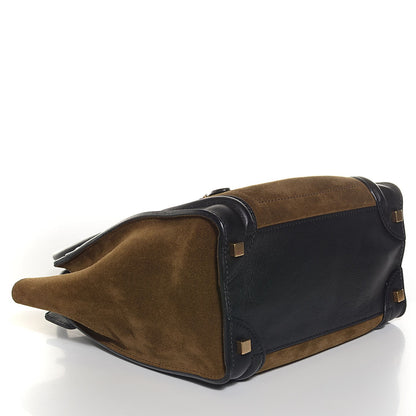 Celine Smooth Calfskin Suede Micro Luggage Olive 4 of 9