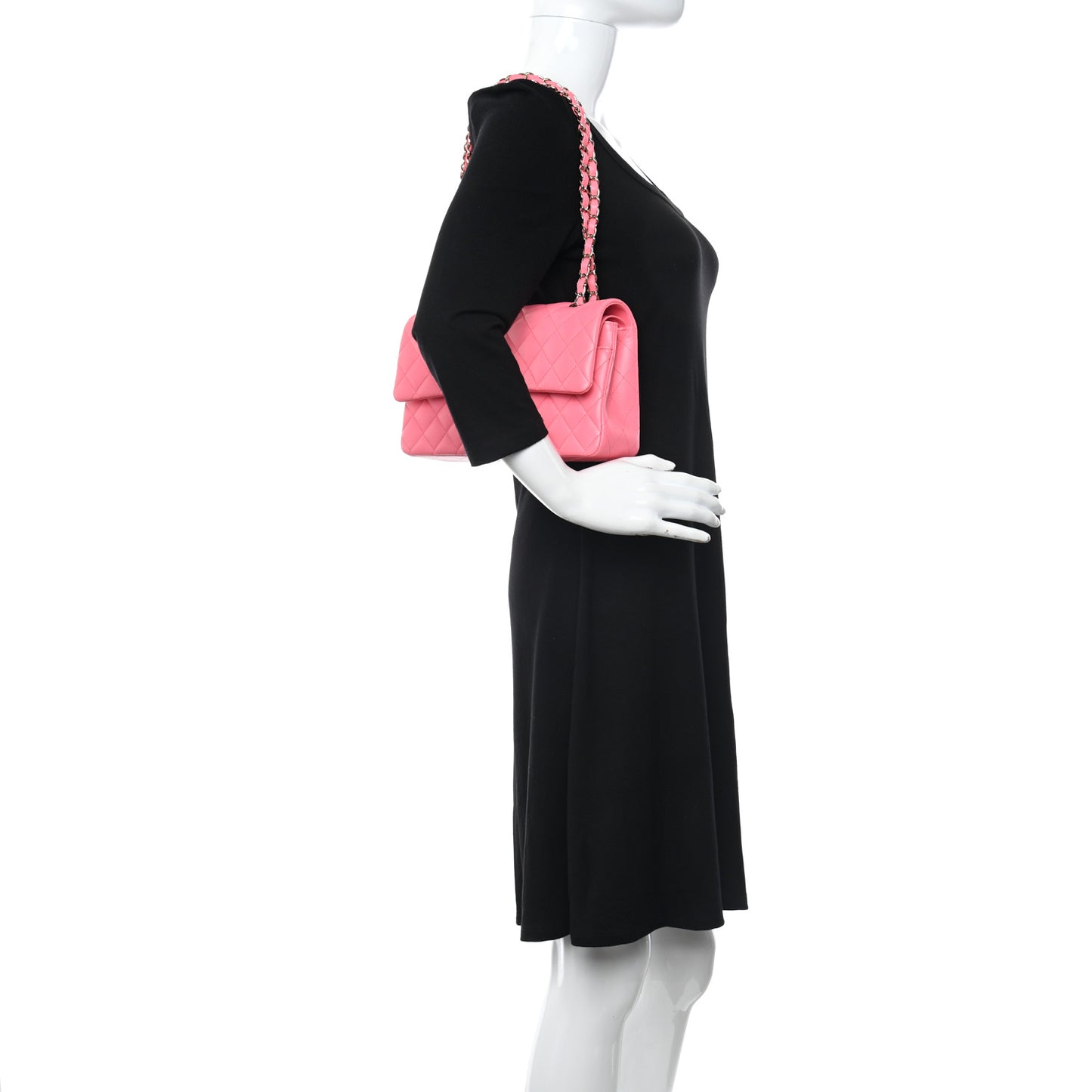 Lambskin Quilted Medium Double Flap Pink