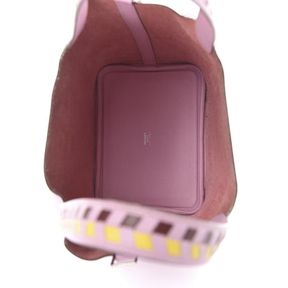 Hermes Epsom Tressage De Cuir Picotin Lock 18 PM Mauve Sylvestre Rouge H Jaune De Naples 5 of 11